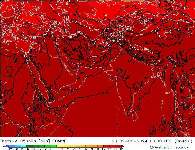 Theta-W 850hPa ECMWF Ne 02.06.2024 00 UTC