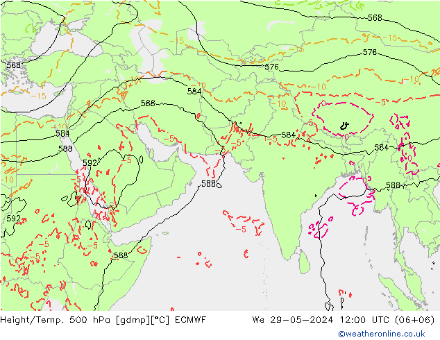 Z500/Rain (+SLP)/Z850 ECMWF St 29.05.2024 12 UTC