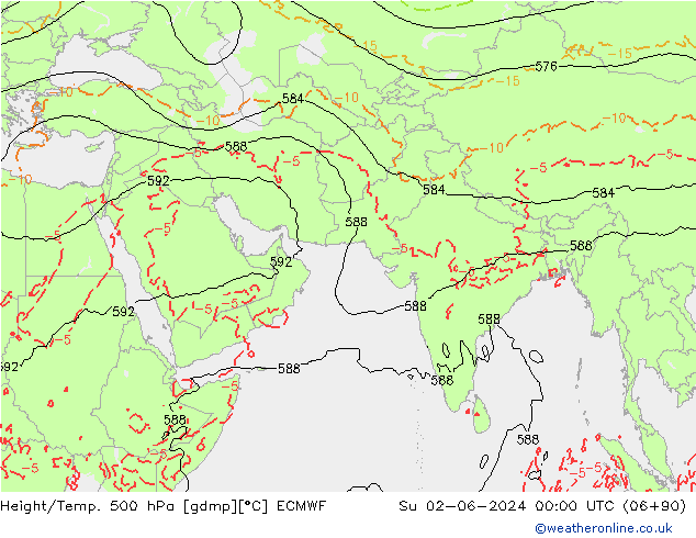 Height/Temp. 500 hPa ECMWF Su 02.06.2024 00 UTC