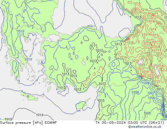 Surface pressure ECMWF Th 30.05.2024 03 UTC