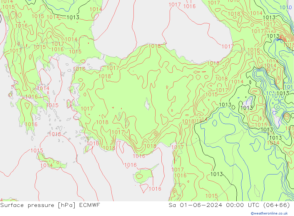 ciśnienie ECMWF so. 01.06.2024 00 UTC