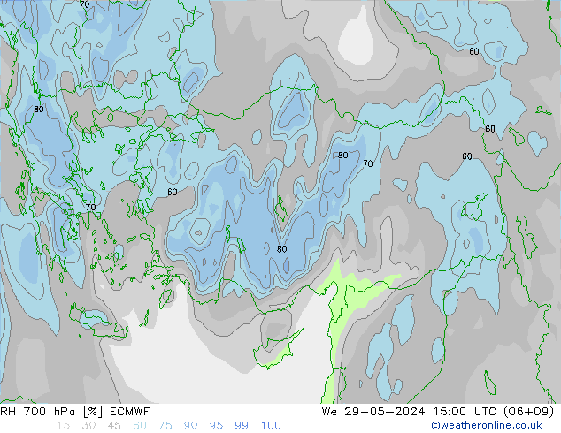 700 hPa Nispi Nem ECMWF Çar 29.05.2024 15 UTC