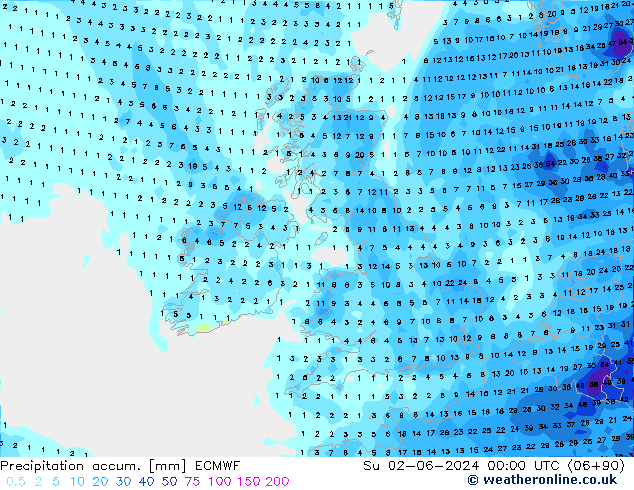 Précipitation accum. ECMWF dim 02.06.2024 00 UTC