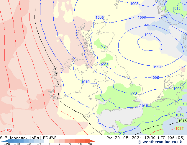 Tendance de pression  ECMWF mer 29.05.2024 12 UTC