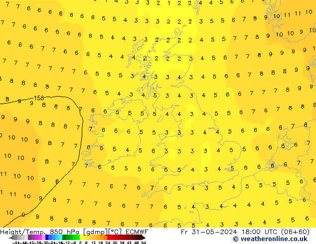 Z500/Rain (+SLP)/Z850 ECMWF vie 31.05.2024 18 UTC