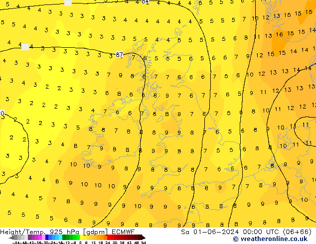 Height/Temp. 925 hPa ECMWF so. 01.06.2024 00 UTC