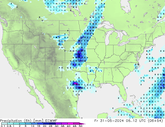 Z500/Rain (+SLP)/Z850 ECMWF Fr 31.05.2024 12 UTC