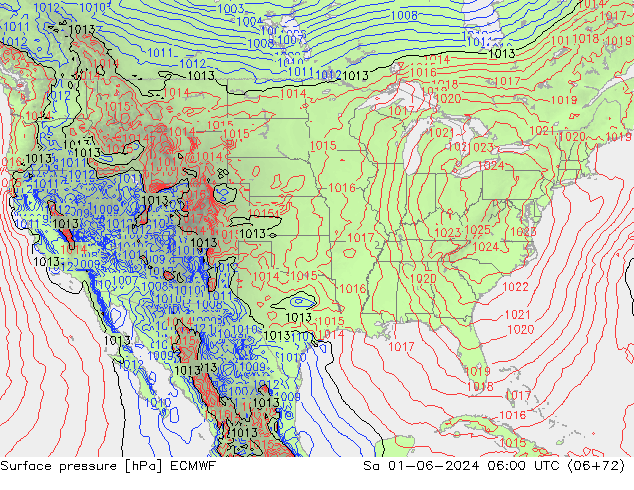 pressão do solo ECMWF Sáb 01.06.2024 06 UTC