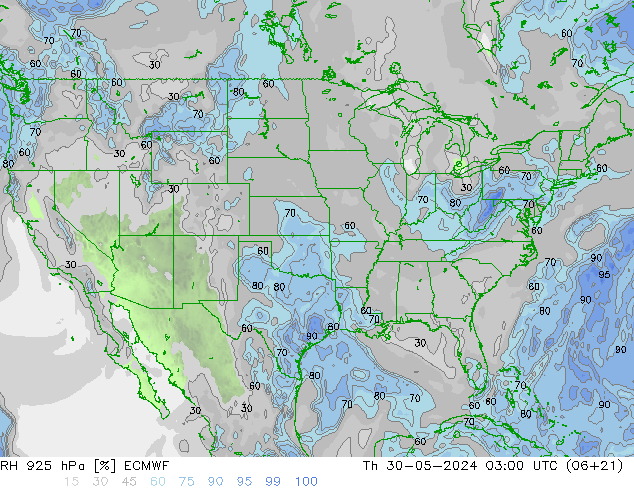 RH 925 hPa ECMWF  30.05.2024 03 UTC