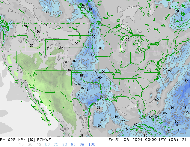 RH 925 hPa ECMWF Sex 31.05.2024 00 UTC