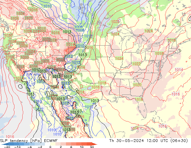 Tendenza di Pressione ECMWF gio 30.05.2024 12 UTC