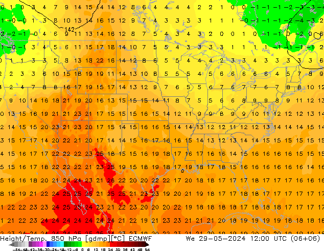 Z500/Rain (+SLP)/Z850 ECMWF Mi 29.05.2024 12 UTC