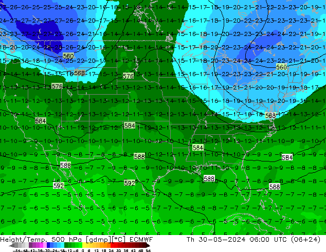 Z500/Rain (+SLP)/Z850 ECMWF Th 30.05.2024 06 UTC