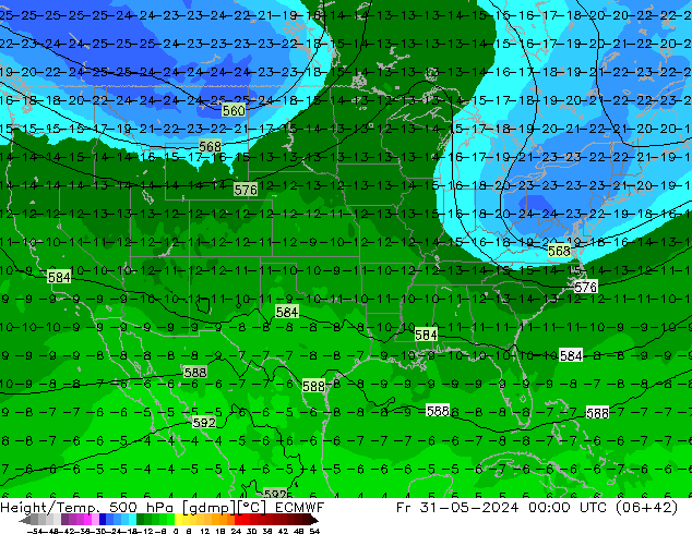 Z500/Rain (+SLP)/Z850 ECMWF Fr 31.05.2024 00 UTC