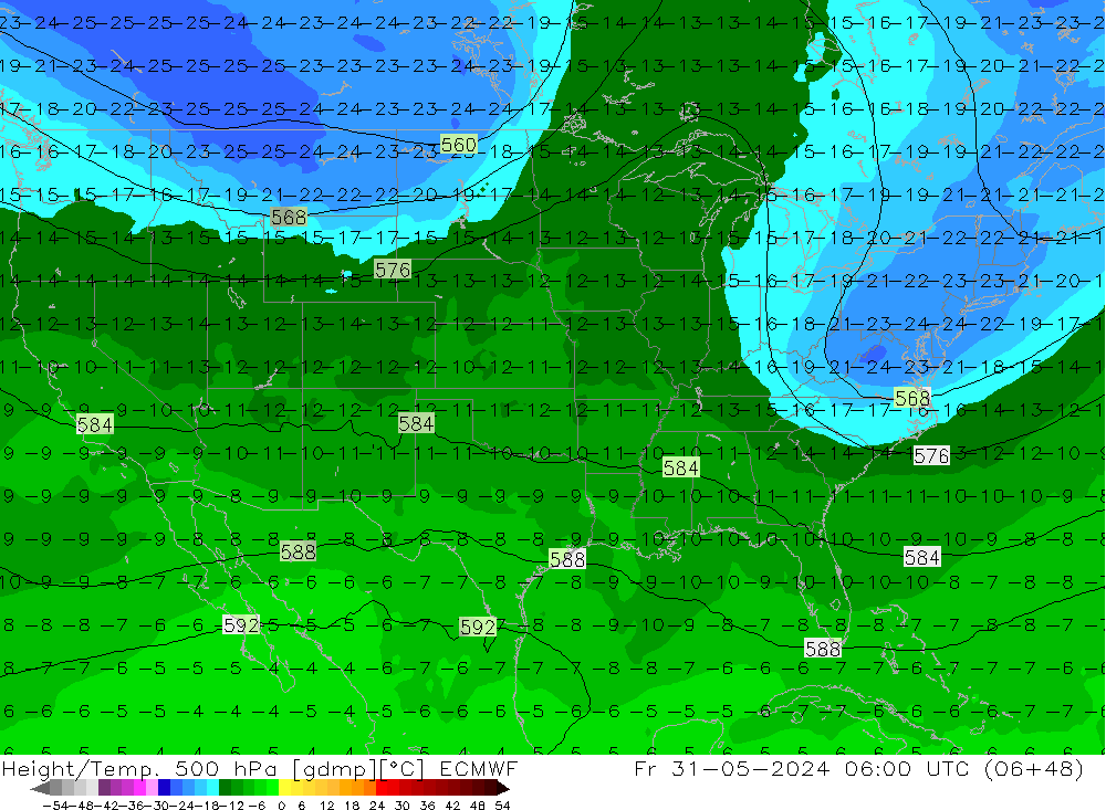 Z500/Yağmur (+YB)/Z850 ECMWF Cu 31.05.2024 06 UTC