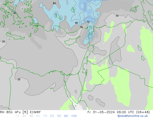 RH 850 hPa ECMWF Fr 31.05.2024 06 UTC