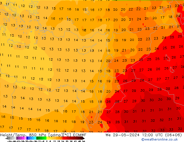 Z500/Regen(+SLP)/Z850 ECMWF wo 29.05.2024 12 UTC