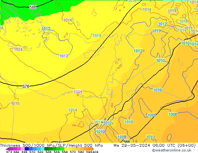 Thck 500-1000hPa ECMWF Qua 29.05.2024 06 UTC