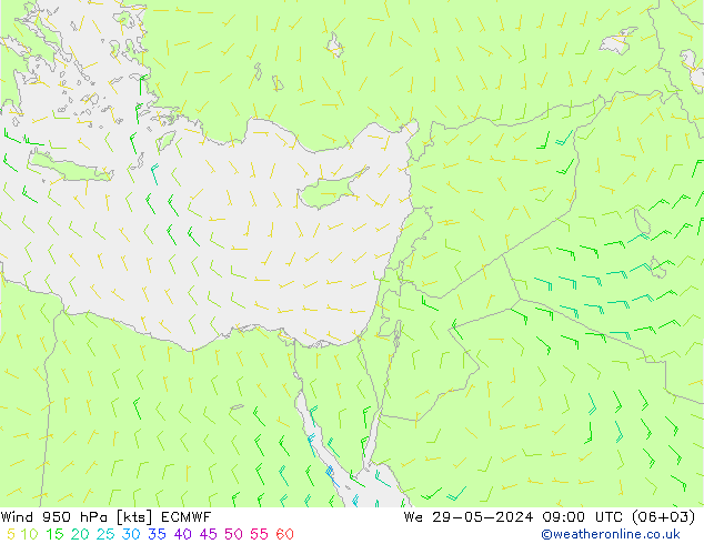 Wind 950 hPa ECMWF We 29.05.2024 09 UTC