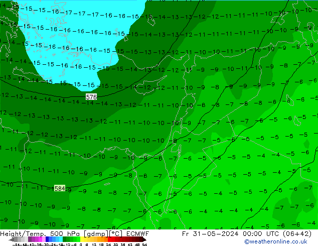 Z500/Yağmur (+YB)/Z850 ECMWF Cu 31.05.2024 00 UTC