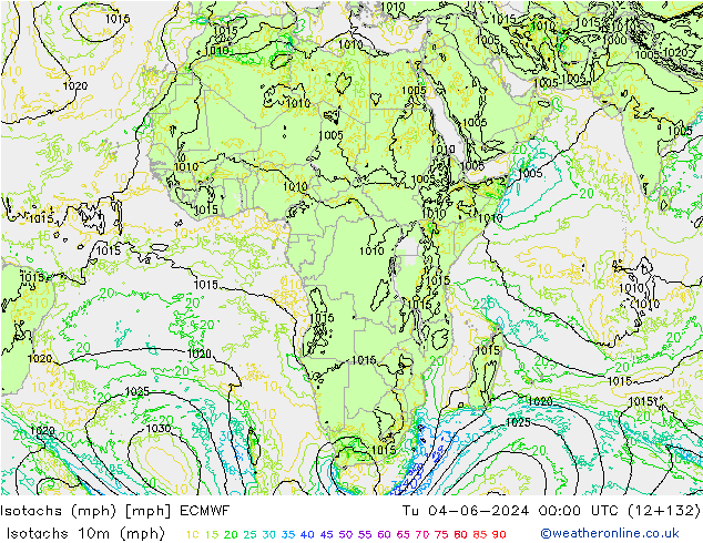 Isotachs (mph) ECMWF mar 04.06.2024 00 UTC