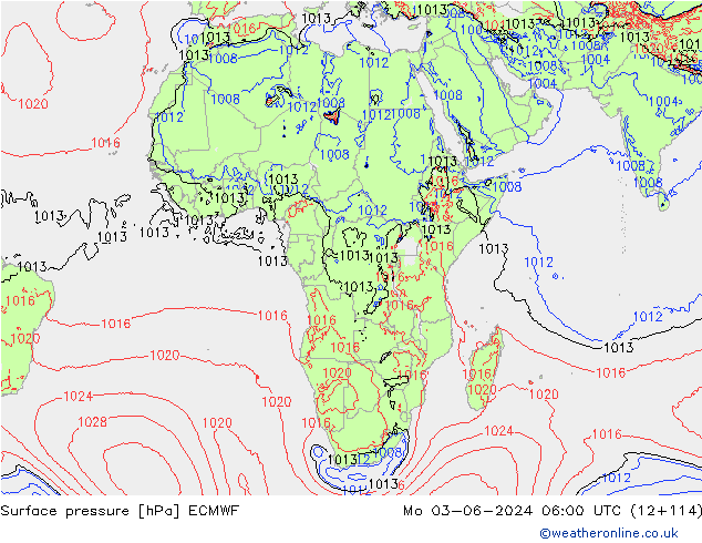 приземное давление ECMWF пн 03.06.2024 06 UTC