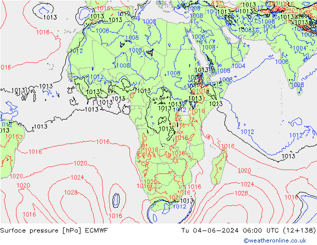 Surface pressure ECMWF Tu 04.06.2024 06 UTC