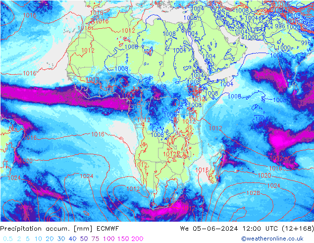 Precipitation accum. ECMWF  05.06.2024 12 UTC