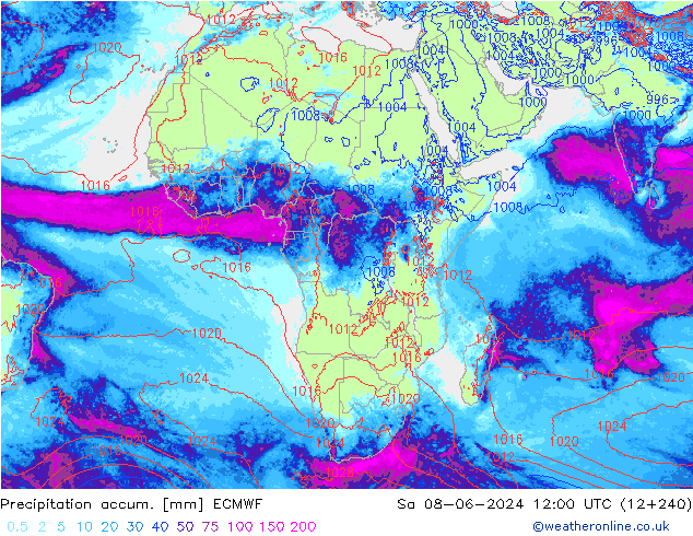 Totale neerslag ECMWF za 08.06.2024 12 UTC