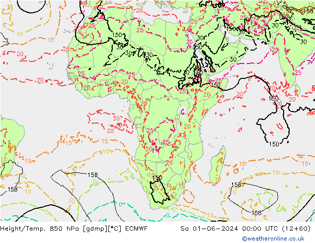 Yükseklik/Sıc. 850 hPa ECMWF Cts 01.06.2024 00 UTC