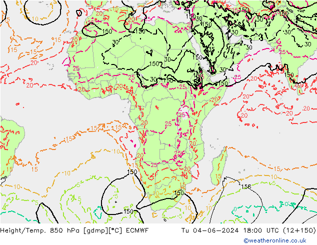 Height/Temp. 850 hPa ECMWF  04.06.2024 18 UTC