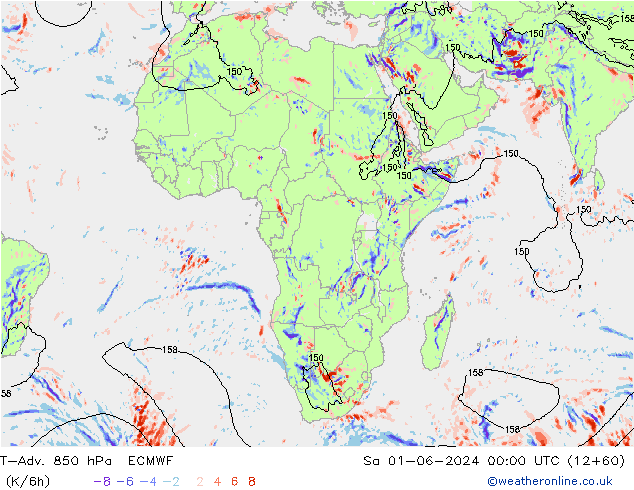 T-Adv. 850 hPa ECMWF Sa 01.06.2024 00 UTC