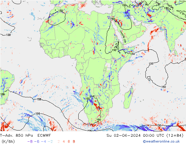 T-Adv. 850 hPa ECMWF Su 02.06.2024 00 UTC