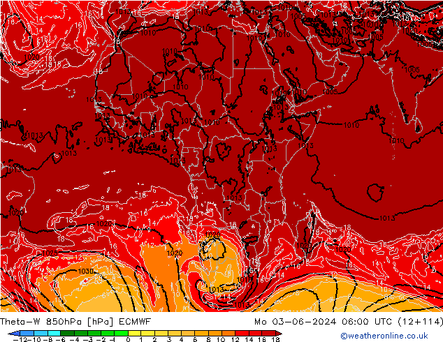 Theta-W 850hPa ECMWF lun 03.06.2024 06 UTC