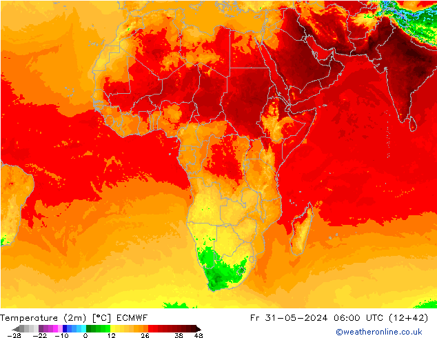 Sıcaklık Haritası (2m) ECMWF Cu 31.05.2024 06 UTC