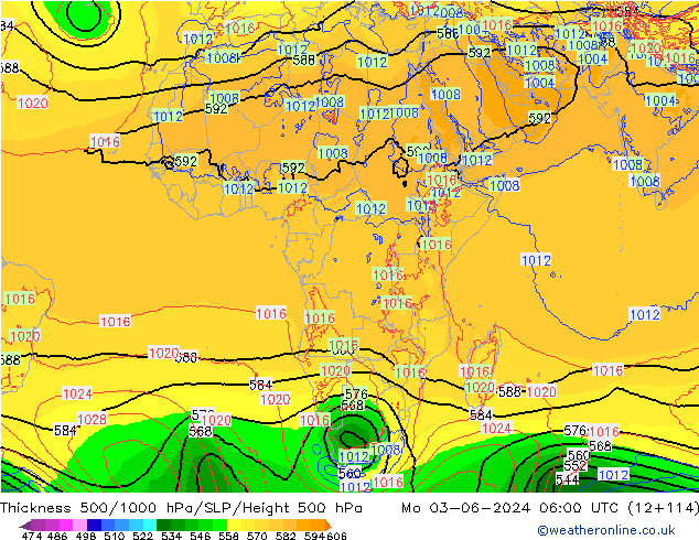 Thck 500-1000hPa ECMWF lun 03.06.2024 06 UTC