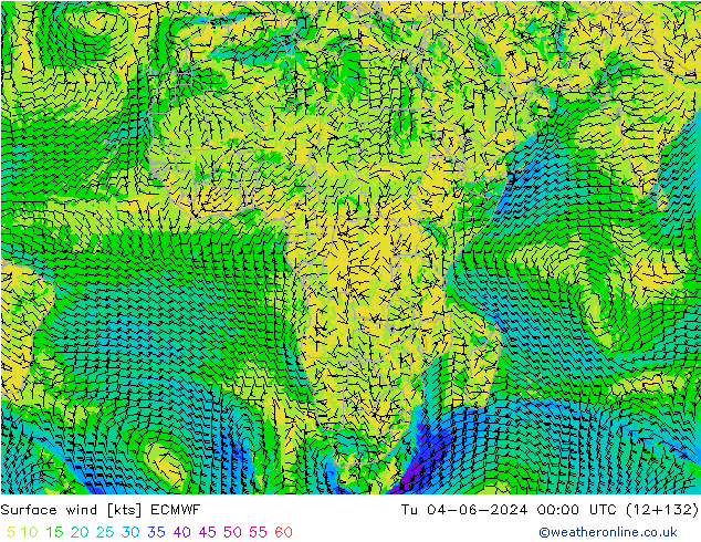 Viento 10 m ECMWF mar 04.06.2024 00 UTC