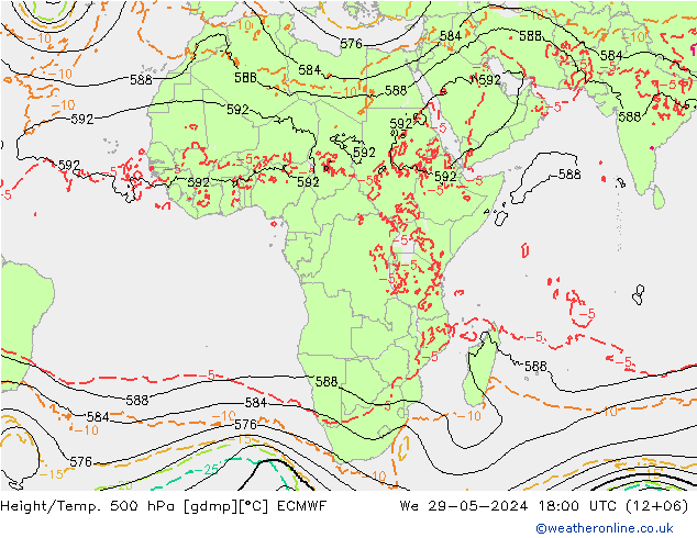 Z500/Rain (+SLP)/Z850 ECMWF  29.05.2024 18 UTC