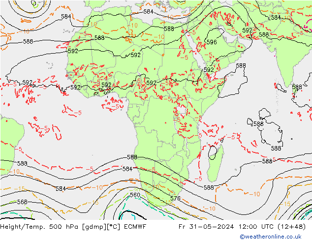 Z500/Yağmur (+YB)/Z850 ECMWF Cu 31.05.2024 12 UTC