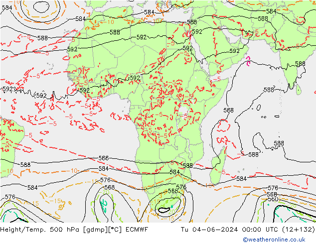 Z500/Rain (+SLP)/Z850 ECMWF вт 04.06.2024 00 UTC