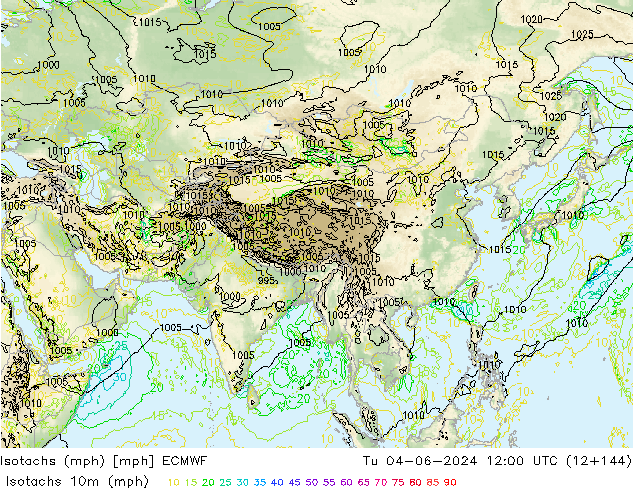 Isotachs (mph) ECMWF mar 04.06.2024 12 UTC