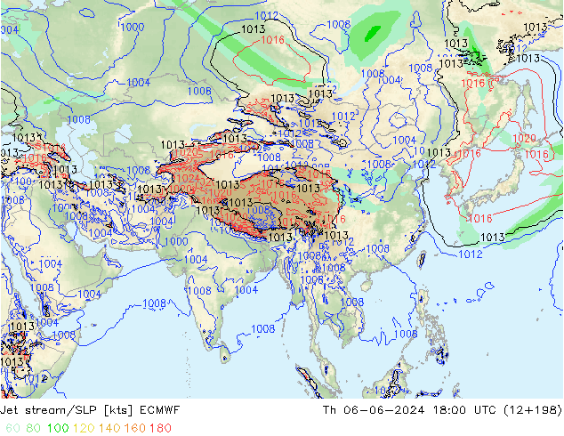 Jet stream/SLP ECMWF Th 06.06.2024 18 UTC