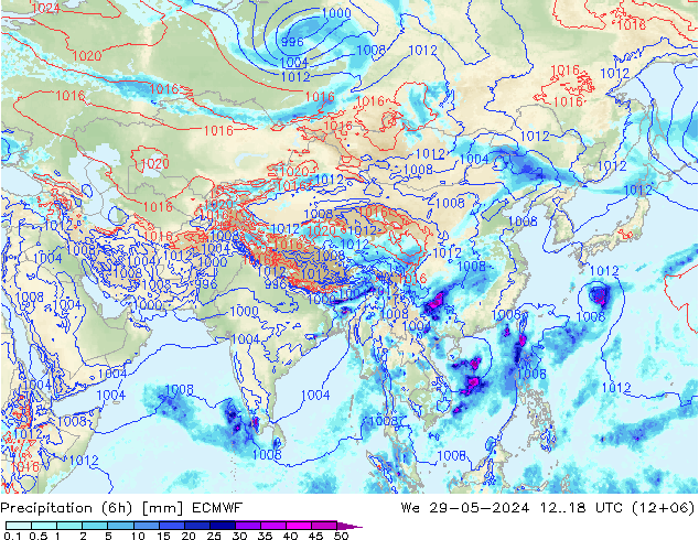 Z500/Rain (+SLP)/Z850 ECMWF We 29.05.2024 18 UTC