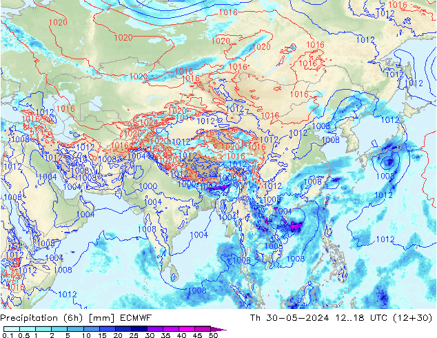 Z500/Rain (+SLP)/Z850 ECMWF Th 30.05.2024 18 UTC