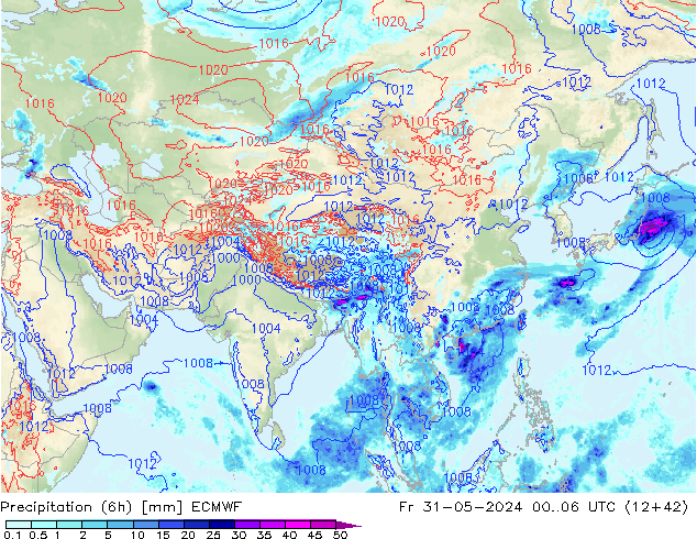 Precipitation (6h) ECMWF Fr 31.05.2024 06 UTC