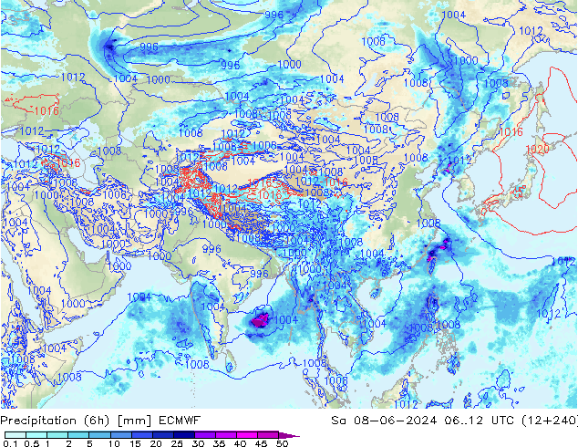 Z500/Rain (+SLP)/Z850 ECMWF Sa 08.06.2024 12 UTC