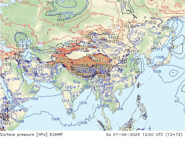 приземное давление ECMWF сб 01.06.2024 12 UTC