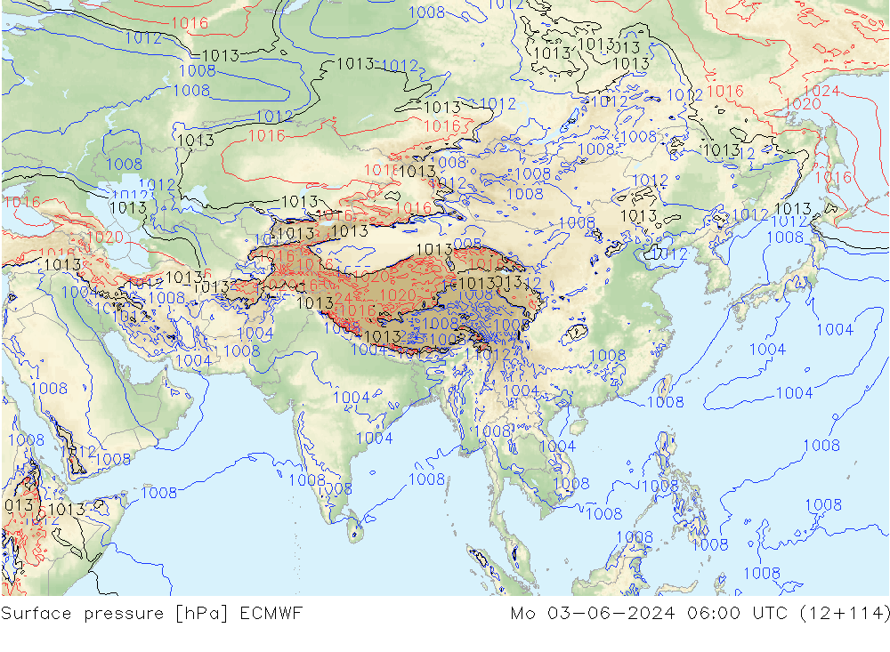 Pressione al suolo ECMWF lun 03.06.2024 06 UTC