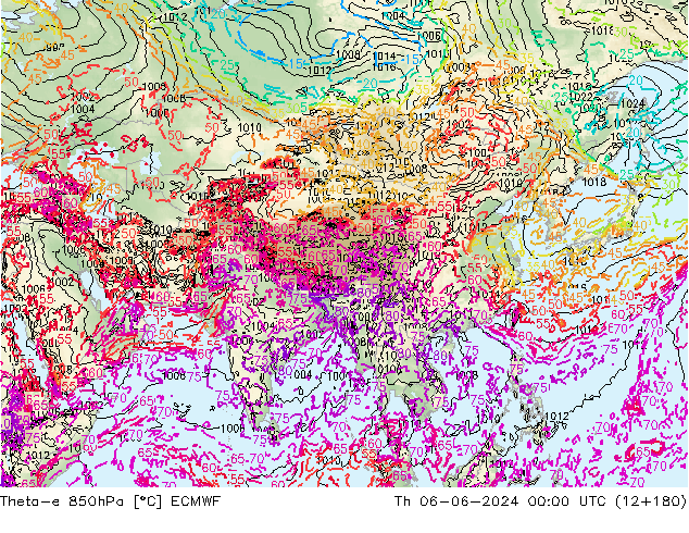 Theta-e 850hPa ECMWF jeu 06.06.2024 00 UTC