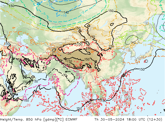 Z500/Rain (+SLP)/Z850 ECMWF Th 30.05.2024 18 UTC